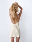 Fashion White Silk-satin-paneled V-neck Slip Dress