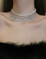 Fashion Silver Bronze Drop Zirconia Tassel Pearl Beaded Double Necklace