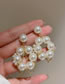Fashion Gold Pearl Ring Cutout Chain Wrap Stud Earrings