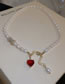 Fashion Red Brass Diamond Heart Pearl Beaded Necklace