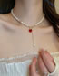 Fashion Red Brass Diamond Heart Pearl Beaded Necklace