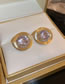 Fashion Gold Alloy Geometric Diamond Round Stud Earrings