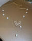 Fashion Gold Geometric Pearl-set Zirconium Butterfly Fringe Necklace