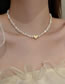 Fashion Gold (freshwater Pearl) Pearl Beaded Heart Necklace