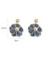 Fashion Blue Fabric Pearl Flower Stud Earrings