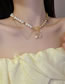 Fashion 2# Bronze Diamond And Chain Pearl Heart Necklace