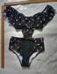 Fashion Black Polka Dot Print One-shoulder Cutout One-piece Swimsuit