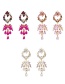 Fashion Ab Color Alloy Diamond Water Drop Flower Pendant Earrings