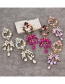 Fashion Light Pink Alloy Diamond Water Drop Flower Pendant Earrings