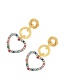 Fashion Color Alloy Diamond Ring Heart Pendant Stud Earrings