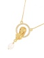 Fashion Gold-3 Bronze Zircon Cross Pendant Necklace