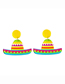Fashion Yellow Colorblock Acrylic Print Hat Earrings