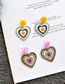 Fashion Love Yellow Acrylic Colorblock Heart Earrings