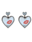 Fashion Diamond Heart Acrylic Lips Love Earrings