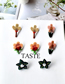 Fashion Pentagon Acrylic Contrast Panel Floral Stud Earrings