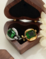 Fashion Gold Titanium Emerald Crystal Ring