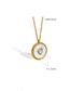Fashion Gold Necklace-40+5cm Titanium Steel Inlaid Zirconium White Seashell Medal Necklace