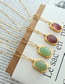 Fashion Gold Natural Green Stone Necklace-40+5cm Titanium Steel Geometric Natural Stone Necklace