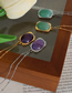 Fashion Steel Color Natural Purple Stone Necklace-40+5cm Titanium Steel Geometric Natural Stone Necklace