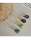 Fashion Gold Purple Natural Stone Necklace-40+5cm Titanium Steel Drop Shape Natural Stone Necklace