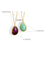 Fashion Gold Green Natural Stone Necklace-40+5cm Titanium Steel Drop Shape Natural Stone Necklace