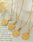 Fashion Gold Titanium Geometric Footprint Medal Necklace