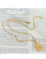 Fashion Gold Titanium Butterfly Square Necklace