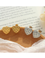 Fashion Gold Earrings Titanium Pineapple Texture Heart Stud Earrings