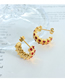 Fashion Gold Red Zircon Earrings Titanium Steel With Zirconium C-shaped Earrings