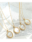 Fashion Gold Titanium White Seashell Oval Necklace