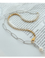 Fashion Gold Steel Chain Pearl Necklace In Titanium And Zirconium