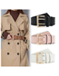 Fashion Brown Alloy Double Pin Buckle Wide Belt