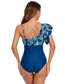 Fashion Royal Blue Nylon-print One-shoulder Ruffled Swimsuit