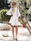 Fashion White Rayon V-neck Layered Dress