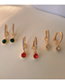 Fashion Silver Red Crystal Pendant Brass Inset Zirconium Geometric Earrings