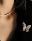 Fashion Gold Brass Diamond Butterfly Brooch