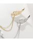 Fashion Gold Brass Diamond Wing Chain Fringe Brooch