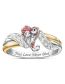 Fashion Red Alloy Diamond Geometric Two-tone Ring