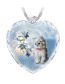 Fashion Silver Geometric Heart Crystal Kitten Flower Necklace