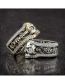 Fashion Silver Alloy Alphabet Diamond Skull Ring