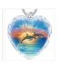 Fashion Double Dolphin Geometric Glass Heart Double Dolphin Necklace