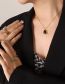 Fashion Steel Black Opal Necklace-40+5cm Titanium Geometric Square Opal Necklace