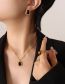 Fashion Steel Black Opal Necklace-40+5cm Titanium Geometric Square Opal Necklace