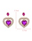 Fashion Red Alloy Diamond Heart Stud Earrings
