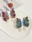 Fashion Blue Alloy Diamond Butterfly Pearl Stud Earrings