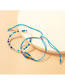 Fashion Blue Geometric Beaded Cord Braided Shell Bracelet Set