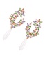 Fashion Color-2 Alloy Diamond Water Drop Flower Pearl Pendant Stud Earrings