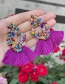 Fashion Khaki Alloy Diamond Water Drop Tassel Flower Earrings (4)