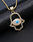 Fashion 10# Brass Diamond Geometric Heart Eye Necklace