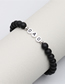 Fashion Bright Black Geometric Volcanic Stone Alphabet Beaded Bracelet